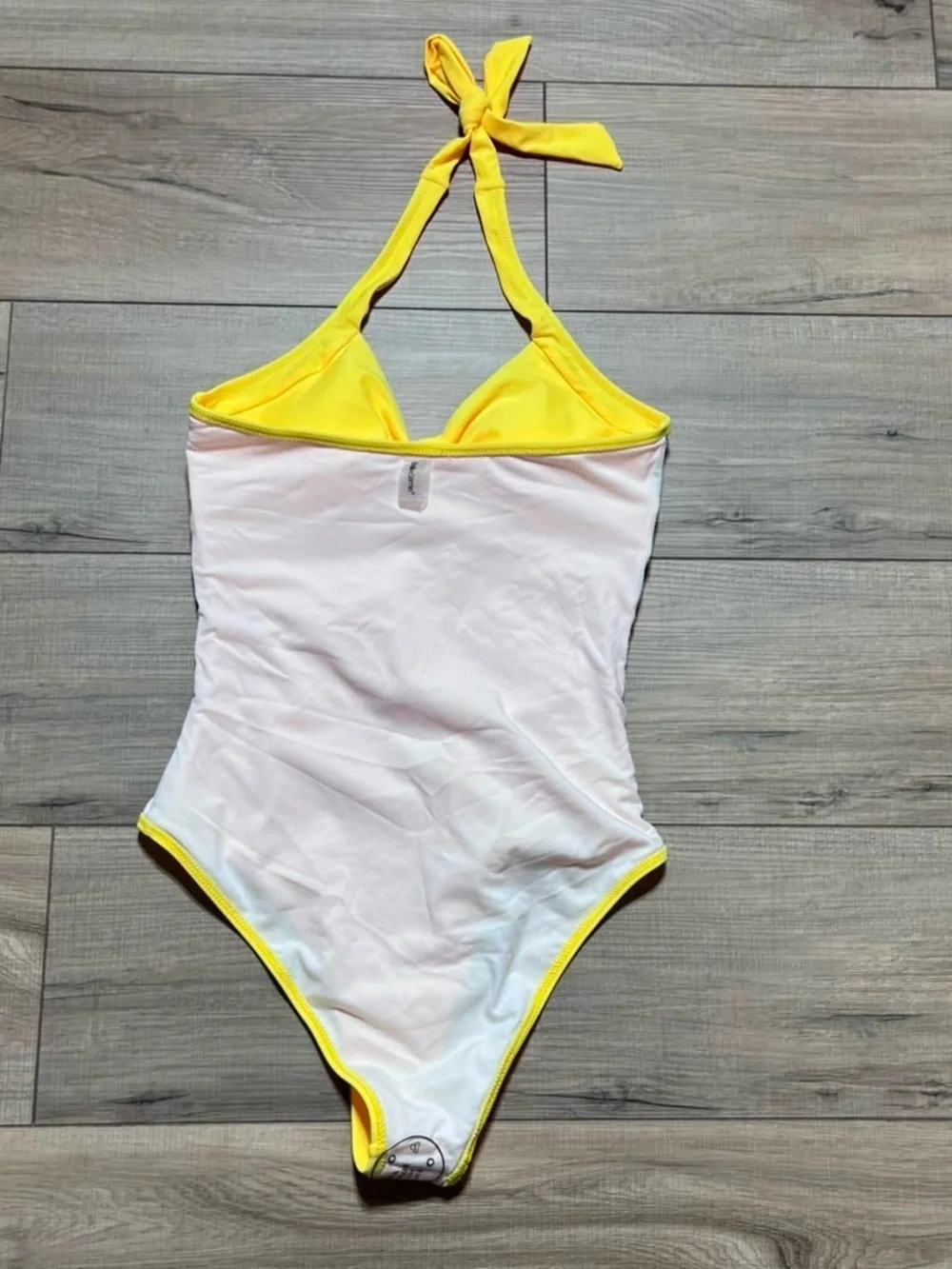 Bellecarrie Women's One Piece Halter Ruched Swimsuit Size Small Yellow